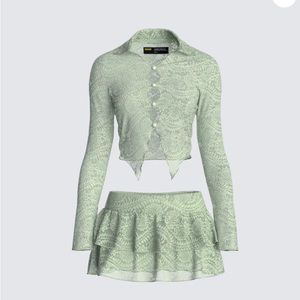 Sage green two piece lace outfit